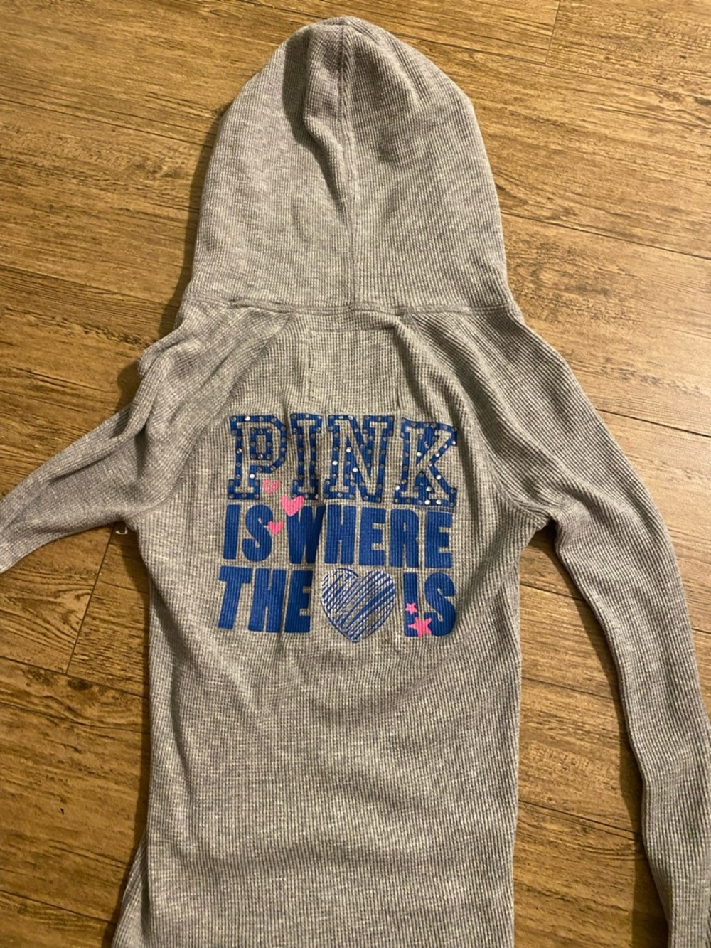 PINK grey hoodie.  XS. Really cute